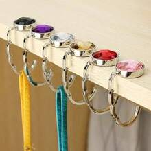 Bolso plegable con gancho para bolso, colgador de mesa, soporte de aleación, diamantes de imitación de cristal a HWJW - Amarillo - Ver 1