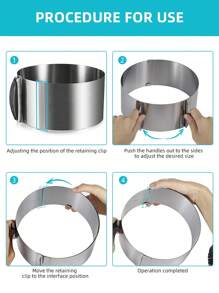 慕斯蛋糕圆形模具 - 可扩展蛋糕圈 - 可调节圆形不锈钢 16-30 厘米（6.29-11.81 英寸）提拉米苏蛋糕模具 - 糕点甜点蛋糕烘焙用品，手工烘焙必备，节日庆典，蛋糕装饰用品，烘焙模具和糕点工具，适用于餐厅/面包店/家庭 - 慕斯圈 - 查看 6