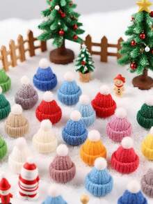 20 szt. - Miniaturowe ozdoby na czapeczki z włóczki, Miniaturowa dzianinowa czapeczka świąteczna, Miniaturowe dzianinowe czapeczki imprezowe na dekoracje świąteczne, Dekoracja z kapsli od wina, Przyjęcie z okazji ujawnienia płci dziecka, Wieczór panieński, Akcesoria do majsterkowania DIY, Żywe, świąteczne ozdoby materiałowe na choinkę, Dekoracje imprezowe - Zimowa Kraina Czarów, Najlepsze prezenty urodzinowe