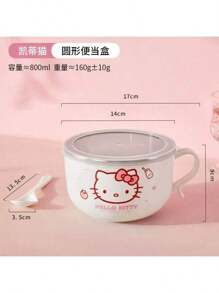 Sanrio 1 stuk levendige Hello Kitty-kom | Sanrio Hello Kitty 304 roestvrijstalen ramenkom - schattige grote instant noedel-, fruitsalade-, rijst- en soepkom - roze, handmatige opening, handwas aanbevolen - ideaal voor school, kamperen in de buitenlucht, kantoor, thuis, noedelkom, schoolbenodigdheden