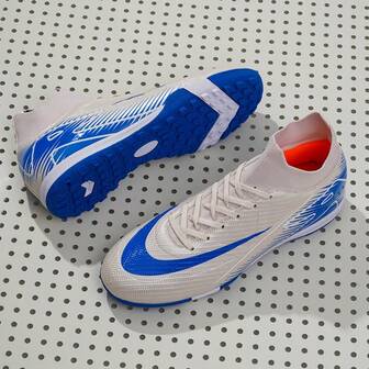 1 Pair High Top Football/Soccer Shoes For Adults, Students And Teenagers, Outdoor Competitive Sports, Anti-Slip And Wear-Resistant Cleats For Artificial Grass, Sand, Natural Grass And Indoor Courts, Lace-Up Design For Men And Women