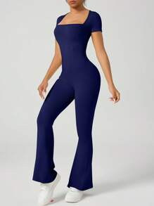 Women Workout Flare Jumpsuits ,High Stretch Athletic Jumpsuit, Gym Bodycon Scrunch Butt Yoga Rompers