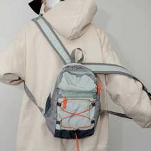 Unisex Outdoor Backpack, Drawstring Mini Casual Bag Lightweight Versatile Hiking Bag Fashion Men And Women Travel Small Backpack