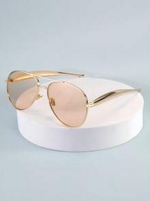 1 件大框金属双桥时尚飞行员时尚眼镜，优质复古个性化百搭男女通用时尚眼镜，适合日常佩戴、街头风格、度假、旅行、夏季海滩、户外、旅行 - 彩色 - 查看 8