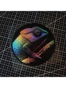 1pc Colorful Chameleon Vinyl Sticker - Laser Holographic Theme Sticker, Self-Adhesive For Car, Laptop, Motorcycle - one-size - View 4