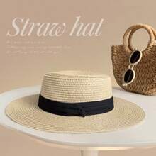 1 pieza Sombrero de paja con estilo salvaje del oeste, color caqui, protección UPF 50+ UV, trenzado de Panamá, decoración negra, vintage, ligero, transpirable, protección solar, adecuado para la playa, viajes, bodas, festivales de música, regalo del Día de San Valentín