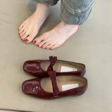 Französischer Feenstil Schleifenflache Mary Jane Damenschuhe Flache Ballerinas