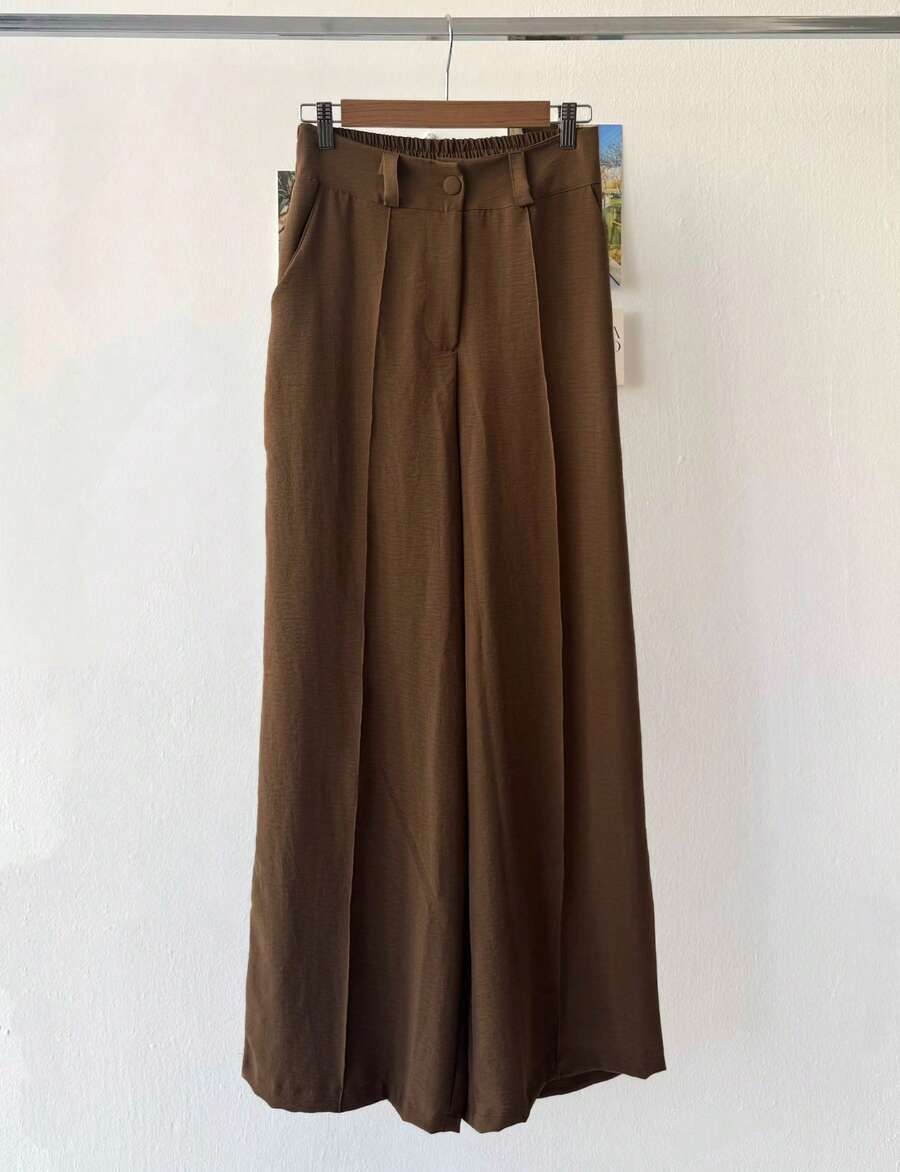 PANTALON PANTS IN DUNA FABRIC - Cà phê nâu - Xem 1