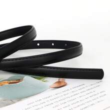 1 pieza Cinturón delgado de mujer de varios colores, nueva moda, cinturón versátil de unicolor simple para la cintura, decorativo casual para jeans, otoño, Halloween