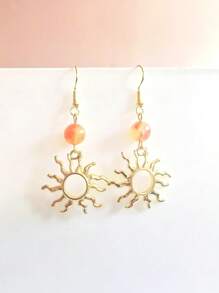 1 Pair Fashionable Hollow Sunflower Design Earrings For Women, Suitable For Daily Wear, Banquet, Party