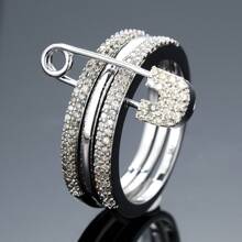 Chic Ring Multi Layer + Pin Design Paved Shining Zirconia Just Pick A Color U Prefer Match Daily Outfits Party Accessory