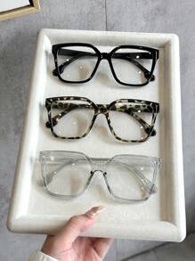 1 pièce/3 pièces Lunettes transparentes à monture géométrique à la mode pour femmes pour la lecture, la vie scolaire et de bureau. Accessoires pour la Saint-Valentin.