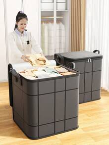 1pc Gray Clothes Storage Bag, Quilt Storage Bag, Foldable Large Capacity Storage Bag, Toy Storage Bag, Soft Cloth Storage Box, Summer And Autumn Clothing Storage Box, Suitable For Family Dormitory Storage And Organization, Wardrobe Storage Decoration