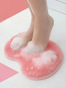 1pc Shower Foot Cleaning Mat With Suction Cup, Foot & Back Exfoliating Bath Mat, Wall-Mounted Suction Cup, Unisex Silicone Foot Massager And Cleaning Mat Set, Suitable For Bathroom - Can Be Used For Bathing, Back Massage And Foot Massage - Multicolor - View 1