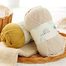 1pc 7-Ply Milk Cotton Yarn Ball, Chunky Yarn For Handmade Hats, Scarves, Slippers, Knitting & Crocheting Supplies - 1 Piece - View 3