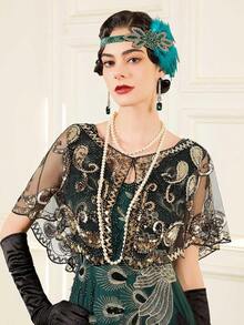 1 chiếc khăn choàng sequin cổ điển thanh lịch thập niên 1920 dành cho nữ, khăn choàng viền ren thêu, áo choàng đính sequin và hạt cườm, áo khoác ngoài phong cách retro, trang phục đường phố, áo sequin dự tiệc đêm, trang phục biểu diễn sân khấu, phụ kiện váy dạ hội thời trang châu Âu và Mỹ, thích hợp cho bãi biển, kỳ nghỉ, du lịch. - Nhiều màu - Xem 12