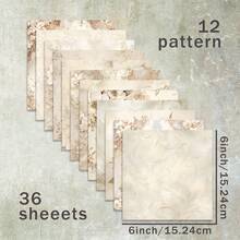 36 张 6 英寸白色花朵边框背景剪贴簿纸，适用于子弹日记、剪贴簿、卡片制作和工艺项目，可用作学校用品、返校 - 杏色 - 查看 7