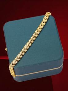 1 件优雅迪拜风格百搭镀金叶子手链，适合女性日常佩戴 - 金黃色 - 查看 9