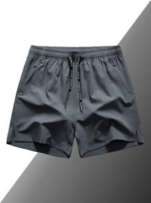 Pantalones cortos deportivos para hombres, de verano, de seda de hielo, transpirables y de secado rápido, para correr por la mañana, hacer footing, entrenamiento, con cordón, tipo bermuda