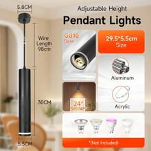 CANMEIJIA 85-265V GU10 吊灯,黑色复古圆柱线吊灯,适用于家居装饰、吸顶灯、客厅、卧室、厨房、商店、橱窗、餐厅、酒吧、沙龙、展览馆、阅览室、咖啡厅、酒店、服装店、走廊、门厅 - GU10圓筒吊燈附圈款 - 查看 16