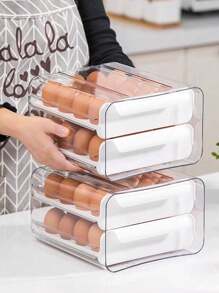 1 件鸡蛋收纳盒，冰箱抽屉式鸡蛋架，鸡蛋收纳盒，保鲜