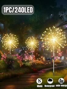 8 种模式太阳能烟花灯,IP65 防水和自动开/关,适用于花园、庭院、小路、亭子、婚礼、派对、装饰灯、圣诞节、万圣节、情人节装饰氛围灯,60-360 LED(暖白/白/彩色) - 黑色 - 查看 41