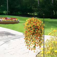 1/3/25pcs Artificial Hanging Flowers Plants For Outdoor Autumn Decoration, Silk Daisy UV Resistant Look Real For Outside Home Indoor Planter Porch Garden Yard Decor, Autumn Decoration, Fake Plants