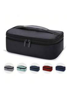 1 件小型学校用品非食品接触午餐盒午餐袋男女保温学校便携式午餐盒午餐袋工作野餐旅行（黑色）女士午餐袋冷藏袋学校午餐盒 - 黑色 - 查看 1