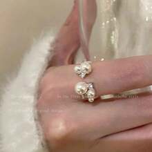 Free Shipping Pearl Zirconia Open Ring Silver Ladies Summer 2025 New Arrival Lightweight And Elegant High Class Index Finger Pinky Ring Design Metal Allergy Unique Korean Simple Elegant Ring Fashionable Accessory Jewelry Gift Present Delicate - Silver - View 6