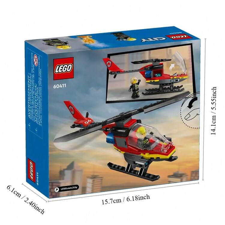 LEGO City Fire Rescue Helicopter Toy - Building Set With Firefighter Minifigure Pilot - Fun Gift Or Pretend Play Toy For Boys - Girls And Kids Ages 5 And Up - 60411 - 60411 - View 6