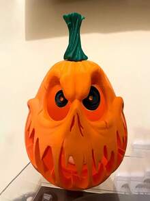 Halloween Pumpkin Resin Decoration - Ghost Skull With Strange Facial Features, Hollow Design Suitable For Indoor/Outdoor Festival Decoration, Halloween Decoration/Strange Pumpkin Design/Carved Texture, Halloween Decorations - Purchase Candles By Yourself (Note: Electric Candles Can Be Bought)