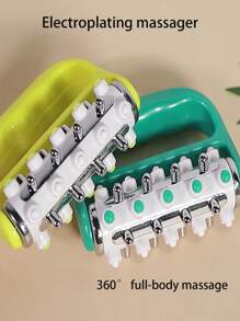 1pc Electroplated Massage Roller, Releases And Breaks Down Fat Lumps, Lymphatic Drainage Massage Roller, Deep Tissue Muscle Massage Roller, Handheld Body Massage Tool For Legs, Shoulders And Back,School,Back To School,Travel,Travel Essentials,Home Essentials,Spa,Massage Tool,Massage,Massager,Spa