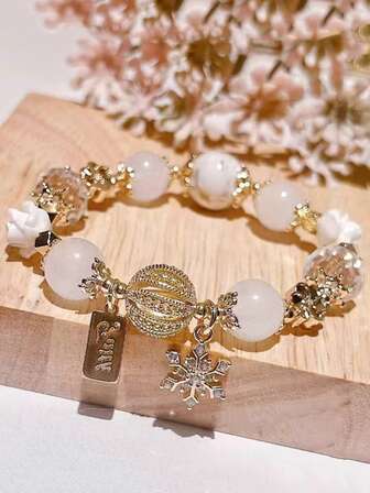 1 st jordgubbskristallglasarmband, hänge, berlockarmband, present till flickvän, bästa vän