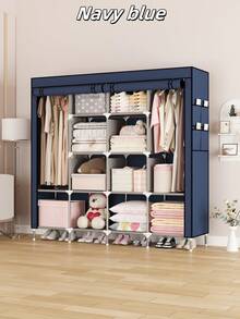 1pc Large Capacity Portable Wardrobe Closet, Easy Assembly Cloth Storage Cabinet For Home, Rental House, Dorm Bedroom - Multicolor - View 10