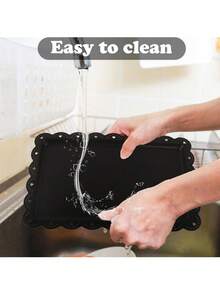 1/2/4/6pcs Black Plastic Dessert Plates/Trays, Suitable For Graduation Ceremony, Birthday, Party, Wedding - Black - View 4