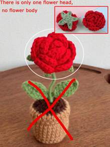 手工编织郁金香盆栽、钩针向日葵盆栽、心形花桌面摆件、编织玫瑰花成品、勿忘我盆栽、仿真花桌面摆件、派对小礼物 - 彩色 - 查看 10