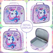 4件套女童拉杆背包，儿童亮片独角兽背包，手提包，户外包，铅笔盒，最佳返校礼物