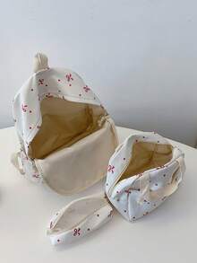 3 Pcs Back To School Backpack Set - Stylish Large Capacity Backpack&Lunch Bag& Pencil Case Multi-Pack,With Laptop Compartment Bow Pattern Nylon Backpack Featuring Adjustable Straps Spacious Multi-Pockets - Lightweight Portable Zipper Bags For Students/Teens/Graduates Perfect For Outdoor/Travel/Middle School/High School /College, Cute Bow Backpack, Bags For University, University Essentials