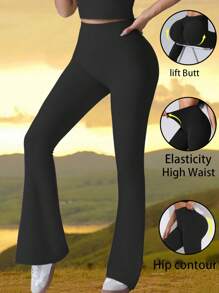 Women's High Waist Flare Leg Pants Legging Seamless Slim Yoga Wide Leg Pants Autumn Winter Clothes Women Pants Elastic Seamless Lift Butt Sports High Waist Pants Gym Wear Women Autumn Outfits ﻿