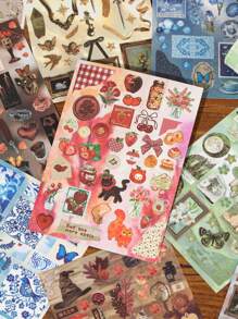 30 件镜面复古风格贴纸书，有趣的装饰贴纸，适合学生日记、剪贴簿 DIY