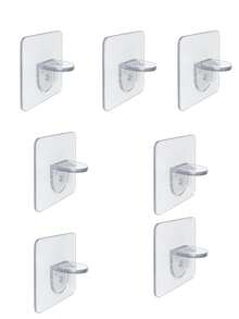 4/7 ganchos adesivos sem perfuração, design sem costura, suportes de prateleira sem perfuração, organizador de armários, suportes de prateleira com montagem adesiva, adequados para organização de guarda-roupas, revestimentos de armários e suportes em camadas - Claro - Ver 14