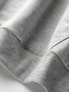 Model de imprimeu cu litere pentru adolescenti, hanorac casual cu glugă, sezonul de primăvară și toamnă, petrecere de călătorie la școală și cumpărături - Gri - Vizualizare 6