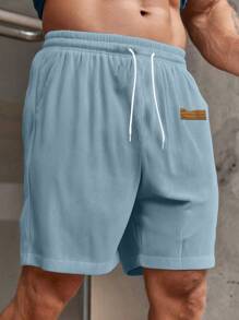 宽松绿色灯芯绒直筒短裤，男士休闲夏季印花街头风运动百慕大短裤，中长款，秋冬款