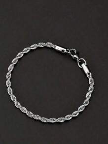 1pc Silver Threaded Bracelet, Casual Fashion Versatile Accessory