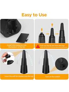 桌上驱虫神器，带全息风叶的驱动风扇，野餐、派对、餐厅、厨房和烧烤的驱虫神器，-产品尺寸约为：10.23英寸/26厘米 - 黑色 - 查看 3