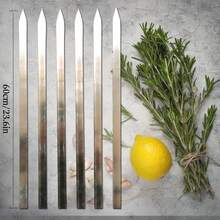 60cm Wide Stainless Steel Flat Barbecue Skewers Without Wooden Handle, Heavy Duty Kebab Skewers For Turkish, Brazilian, European Grill, Outdoor Cooking, Camping, Durable