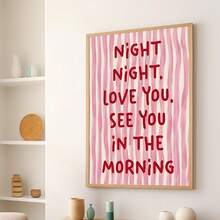 1 tranh treo tường không khung Love You Tonight sọc hồng và thiết kế chữ đỏ, áp phích lãng mạn đêm hè cho trang trí phòng ngủ/phòng khách/ký túc xá, áp phích vui nhộn để trang trí phòng, quà tặng Valentine hoàn hảo và trang trí trở lại trường (bản in treo tường, trang trí) - Nhiều màu - Xem 4