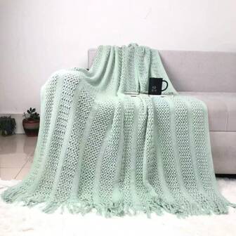 Sage Green Throw Blanket, Suitable For Sofa, Boho Home Decor, Light Blue Couch Blanket, Suitable For Sofa Living Room