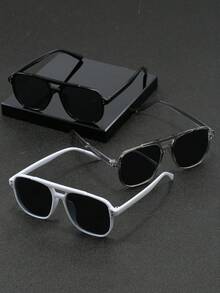3副/1副男士窄方形塑料酷炫黑色派对风格休闲眼镜，适合户外海滩配饰，夏季海滩度假、户外活动、旅行眼镜