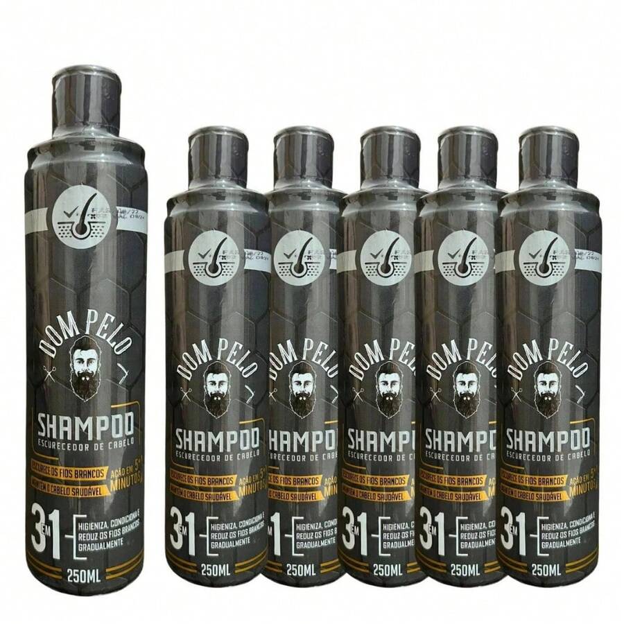 Dom Pelo Darkening Shampoo Kit 6 New Formula 250ml 3 In 1 Hair, Beard, Mustache, Ready For Delivery - Nhiều màu - Xem 1